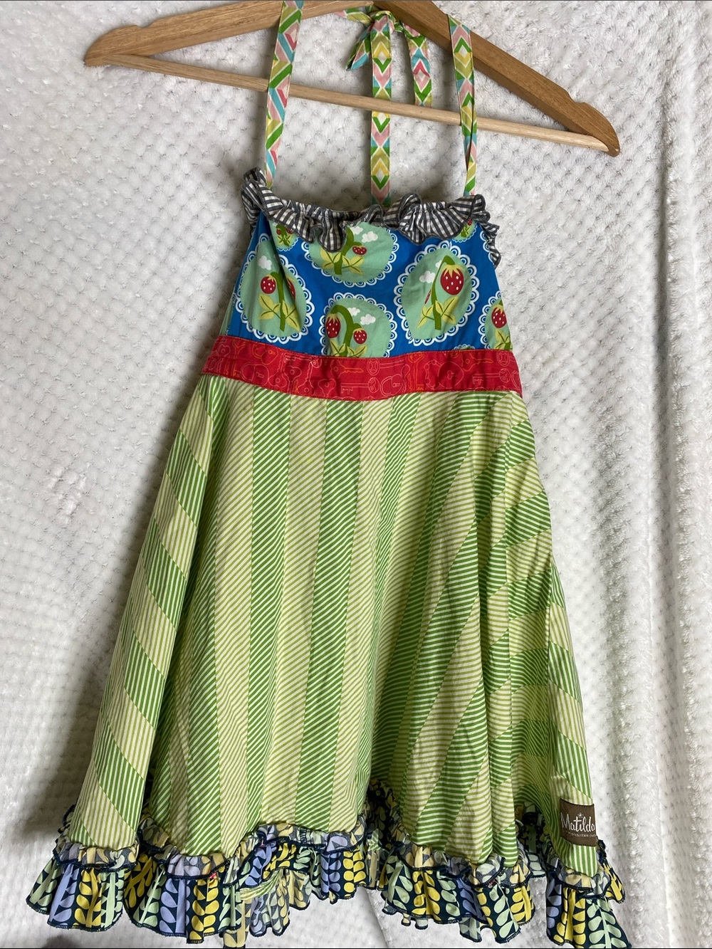 Matilda Jane Limeade Ellie Green Striped Sundress with Strawberry Bodice